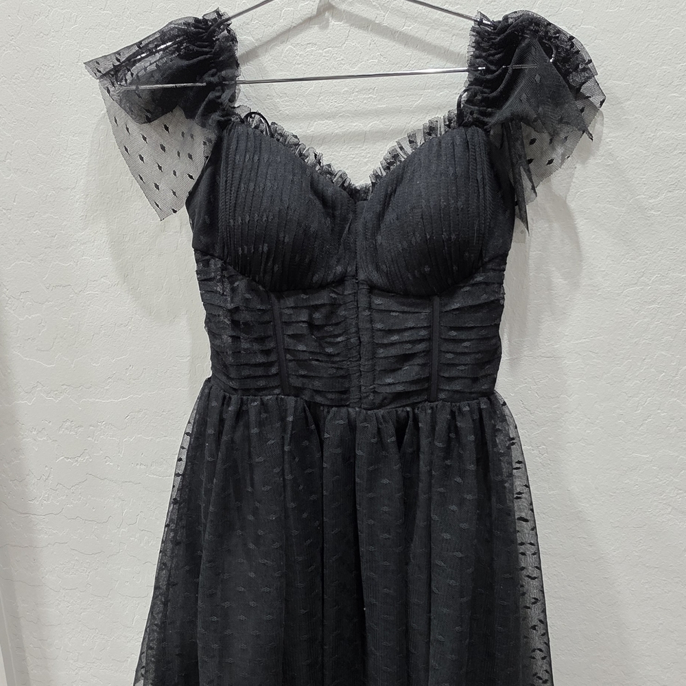 Blondie Nites Black Mesh Mini Dress